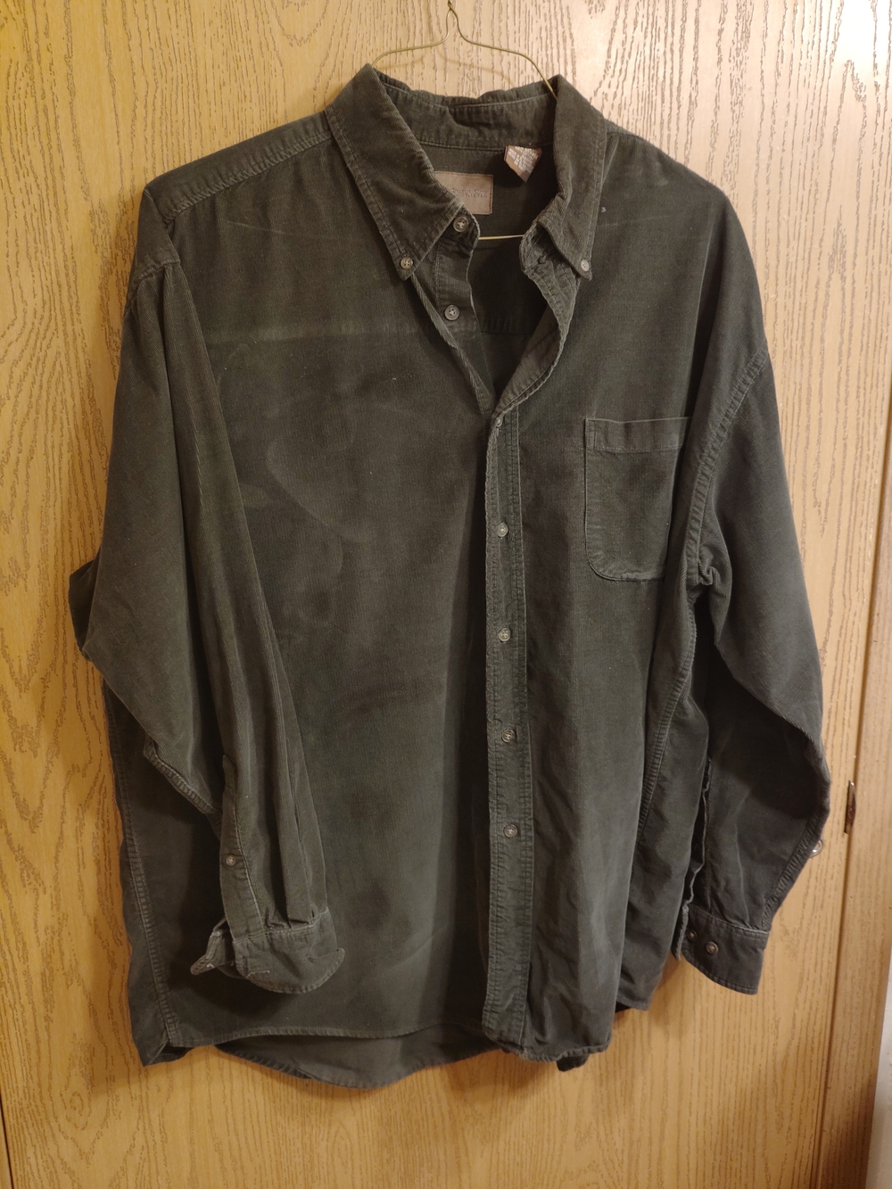 St. John's Bay Corduroy Button-Down Shirt in Olive Green